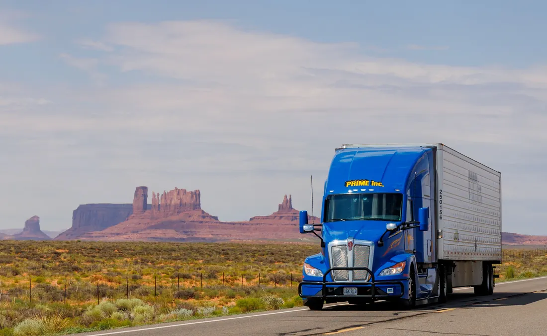 Semi truck on an open highway